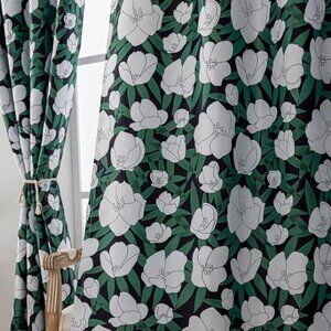 Flowers Curtains –2 Panels, 54"x84", Vintage Rose Floral Embroidered
